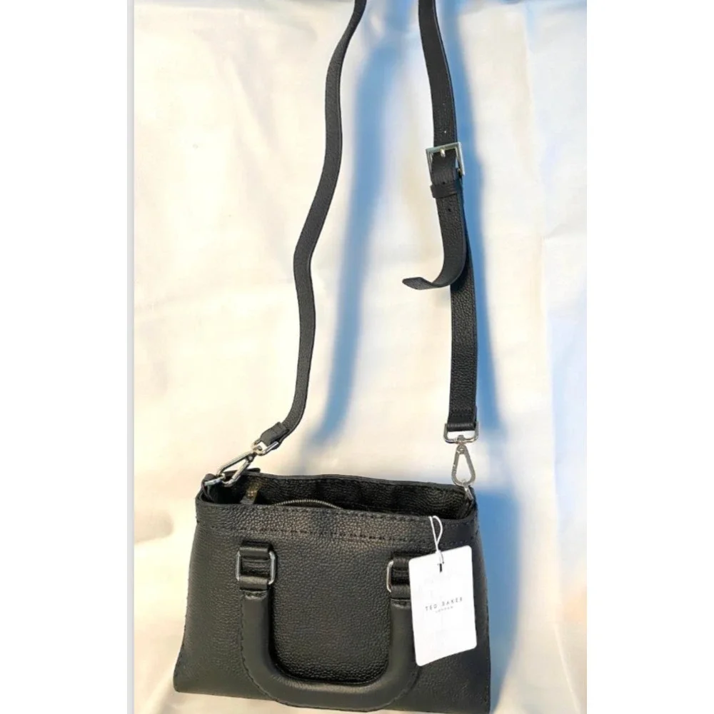 Ted Baker London Padded Handle Small Black Leather Handbag